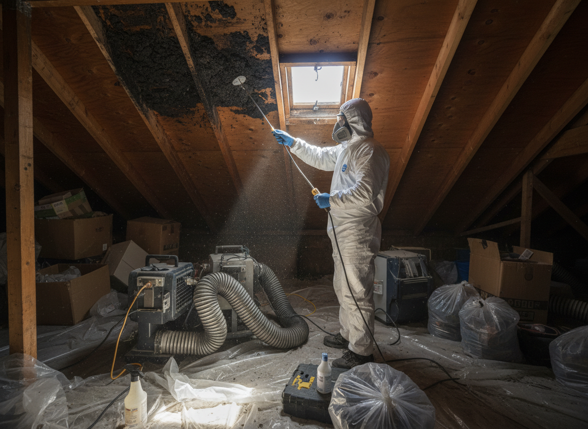 Attic mold testing and removal in Tujunga